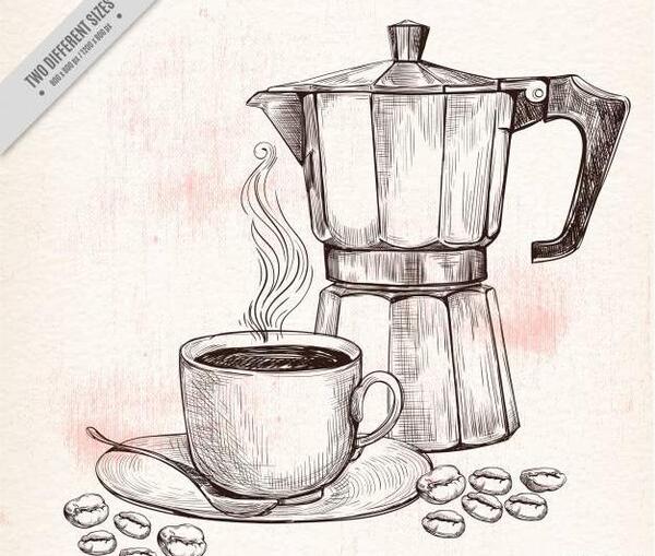 عکس نقاشی سیاه قلم فنجان قهوه
