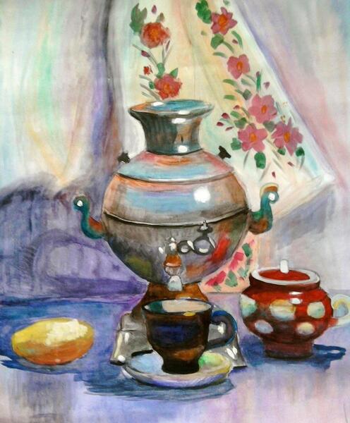 عکس طرح نقاشی سماور کودکانه