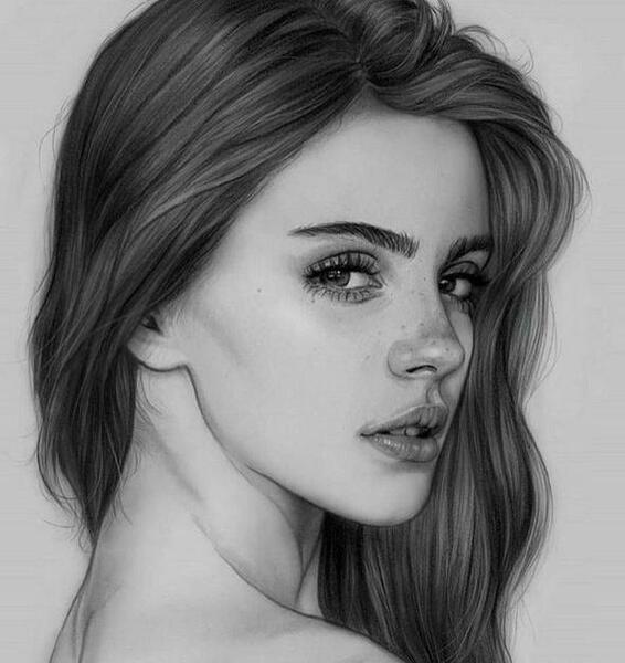 عکس نقاشی سیاه قلم زن
