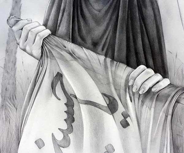 عکس نقاشی سیاه قلم امام حسین