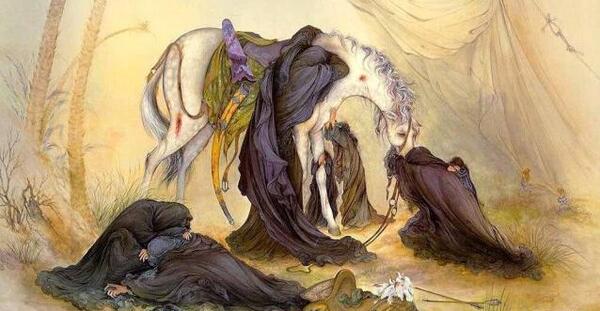 عکس نقاشی سیاه قلم امام حسین