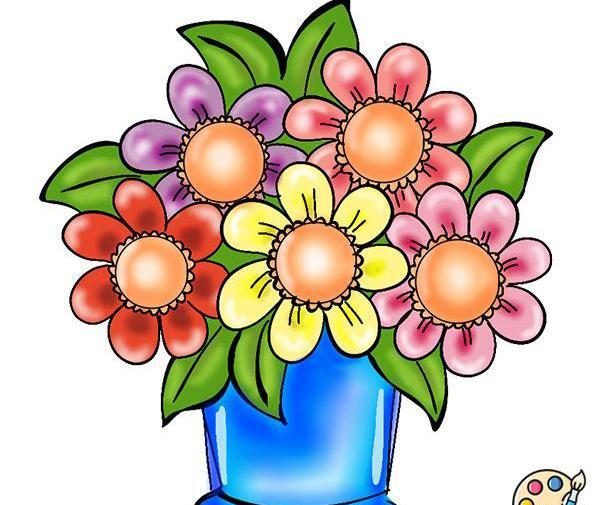 عکس نقاشی گل و گلدان ساده