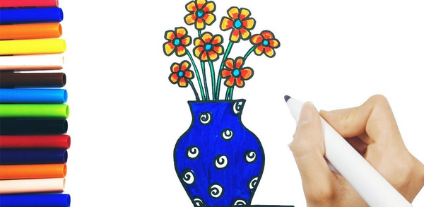 عکس نقاشی گل در گلدان