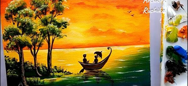 عکس نقاشی رنگ روغن مدرن عاشقانه