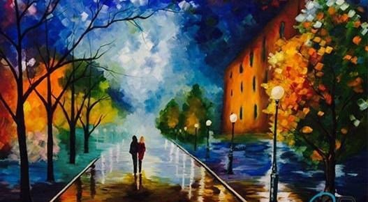 عکس نقاشی رنگ روغن مدرن عاشقانه