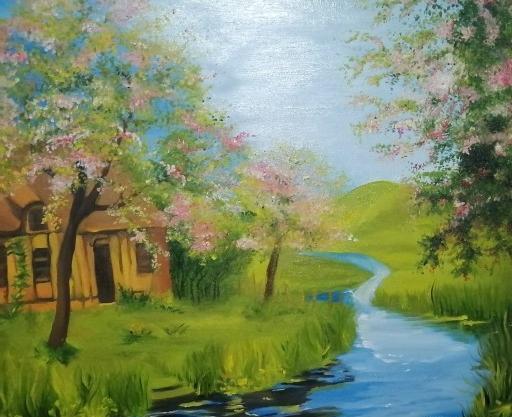 عکس طرح نقاشی روی بوم منظره