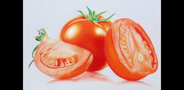 عکس نقاشی کودکانه گوجه فرنگی