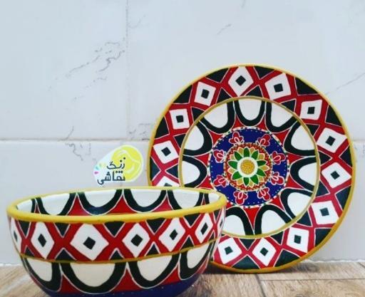 عکس طرح نقاشی روی کاسه سفالی