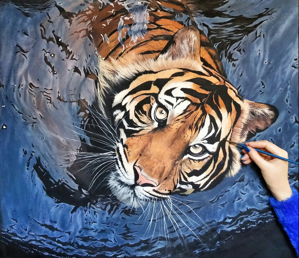 عکس نقاشی سیاه قلم ببر