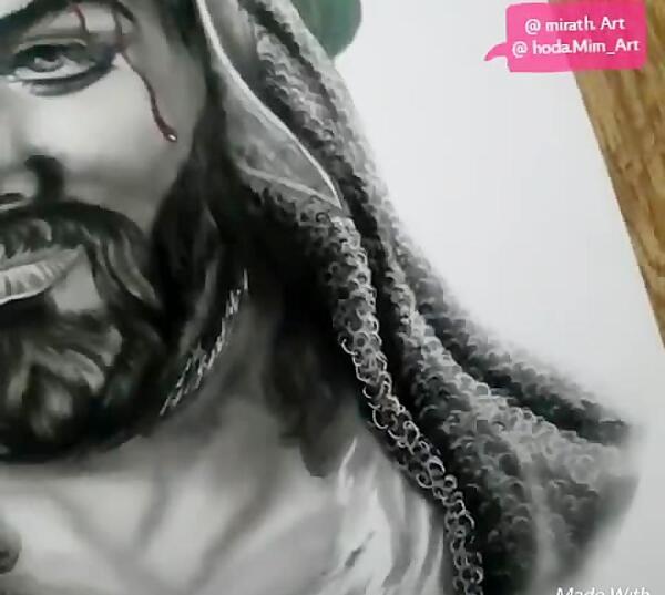 عکس نقاشی سیاه قلم حضرت عباس