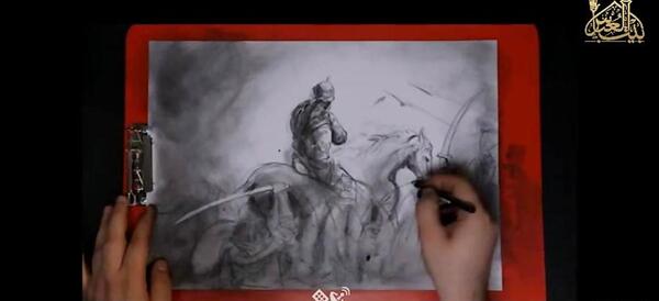 عکس نقاشی سیاه قلم حضرت عباس