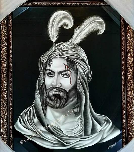 عکس نقاشی سیاه قلم حضرت عباس
