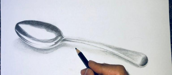 عکس نقاشی سیاه قلم قاشق