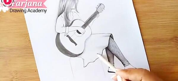 عکس نقاشی دخترانه گیتار