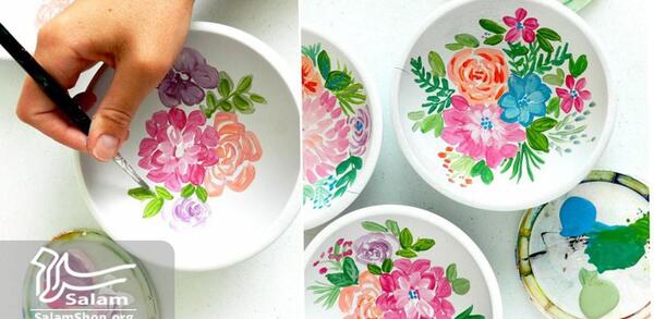 عکس نقاشی روی سفال طرح گل