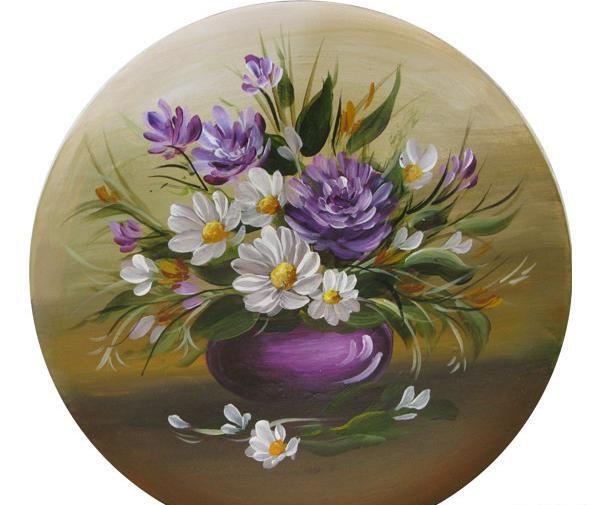 عکس نقاشی روی سفال طرح گل