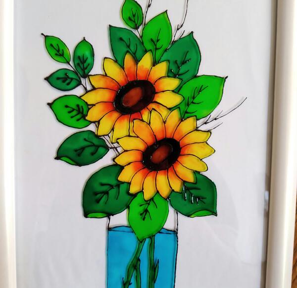 عکس نقاشی گل گلدان
