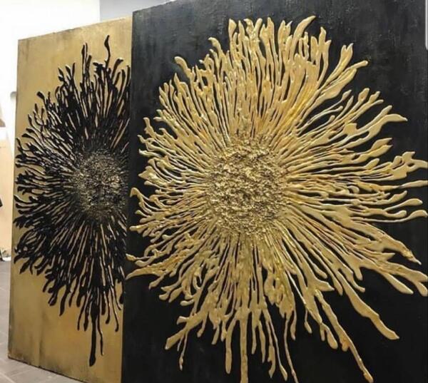عکس نقاشی مدرن گل برجسته