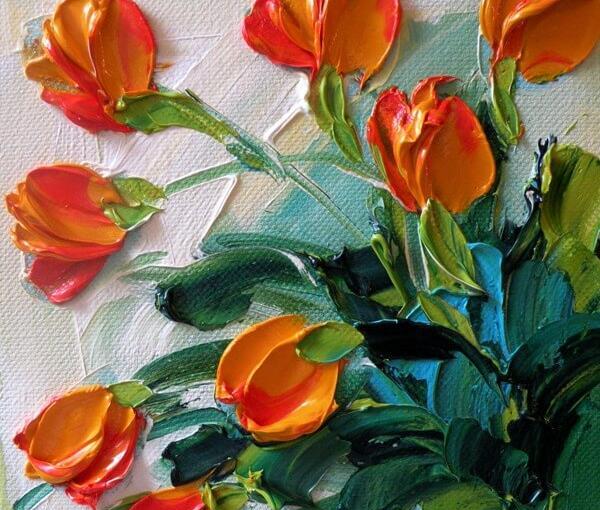 عکس نقاشی مدرن گل برجسته