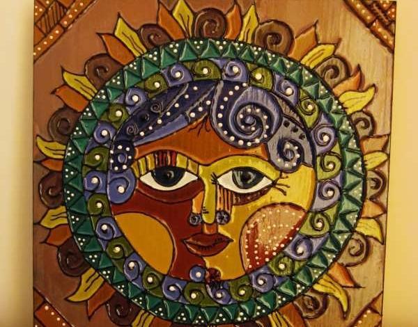 عکس نقاشی مدرن روی چوب