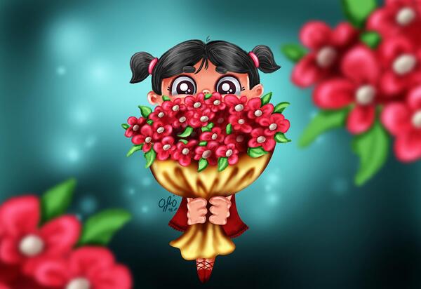 عکس نقاشی گل فروش