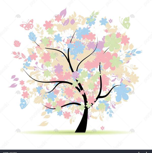 عکس نقاشی گل و درخت