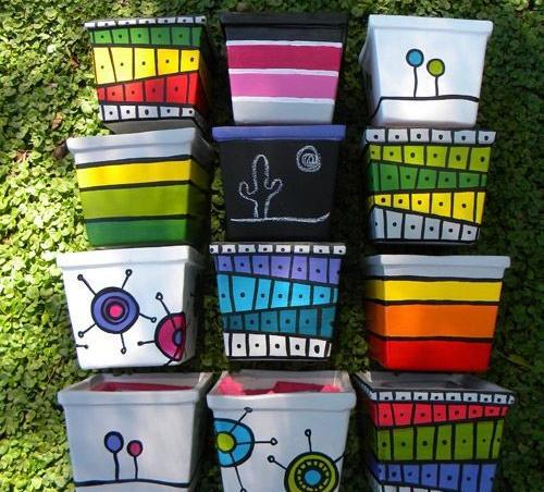 عکس طرح نقاشی روی گلدان سفالی