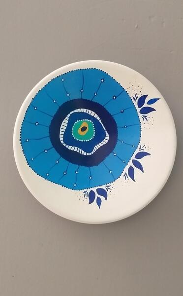 عکس نقاشی روی سفال طرح چشم نظر