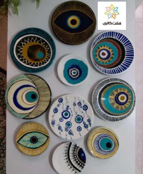 عکس نقاشی روی سفال طرح چشم نظر