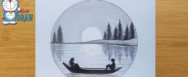 عکس نقاشی سیاه قلم در دایره