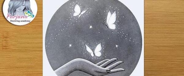 عکس نقاشی سیاه قلم پروانه