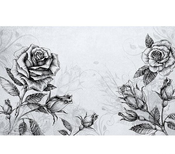 عکس نقاشی سیاه قلم گل رز