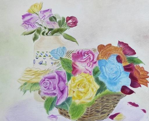 عکس نقاشی گل تزئینی