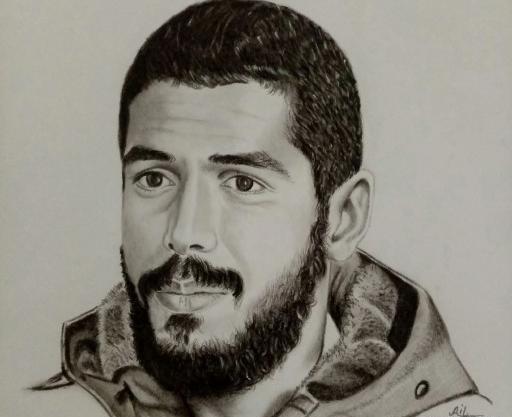 عکس نقاشی سیاه قلم شهید ابراهیم هادی
