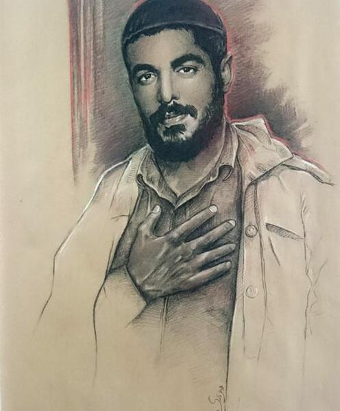 عکس نقاشی سیاه قلم شهید ابراهیم هادی