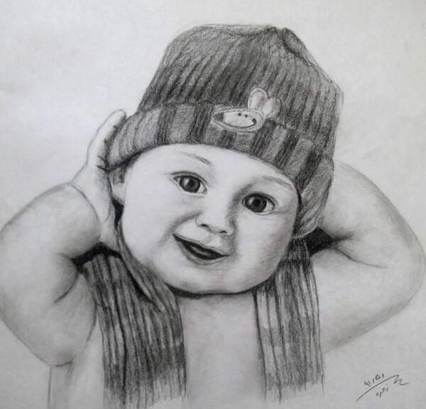 عکس نقاشی سیاه قلم نی نی سایت