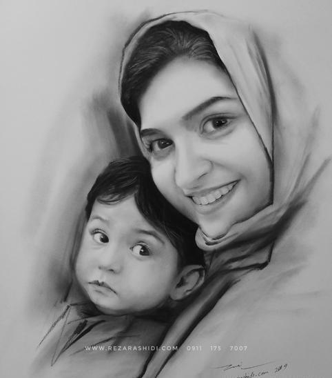 عکس نقاشی سیاه قلم نی نی سایت
