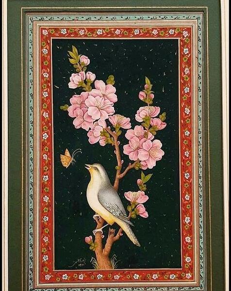 عکس نقاشی گل و بلبل ساده