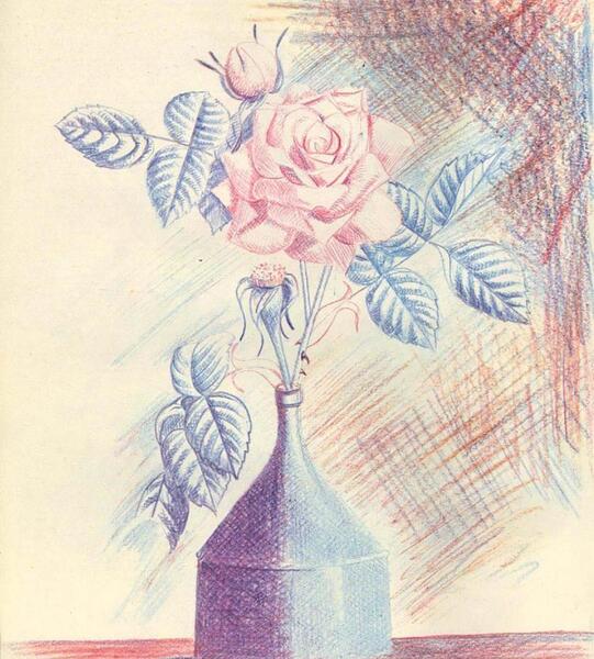 عکس نقاشی گل صورتی کودکانه