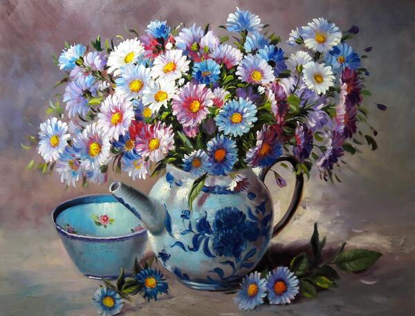عکس نقاشی گل بابونه