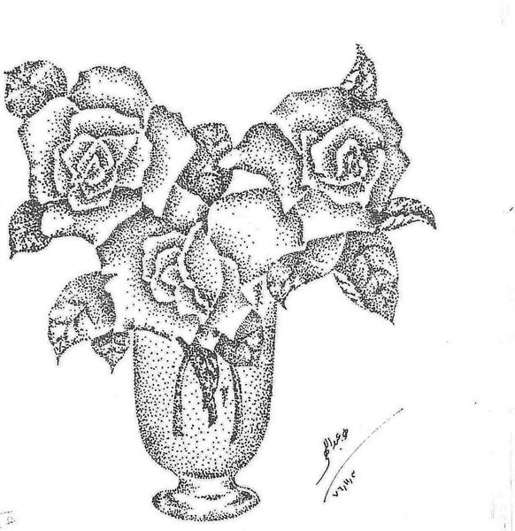 عکس نقاشی سیاه قلم گلدان
