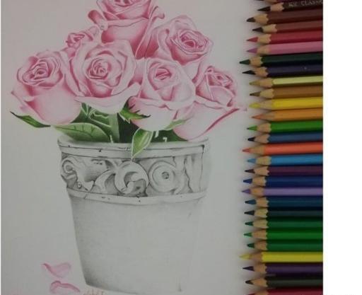 عکس نقاشی سیاه قلم گلدان