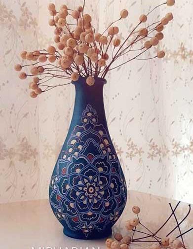 عکس طرح نقاشی روی گلدان سفال