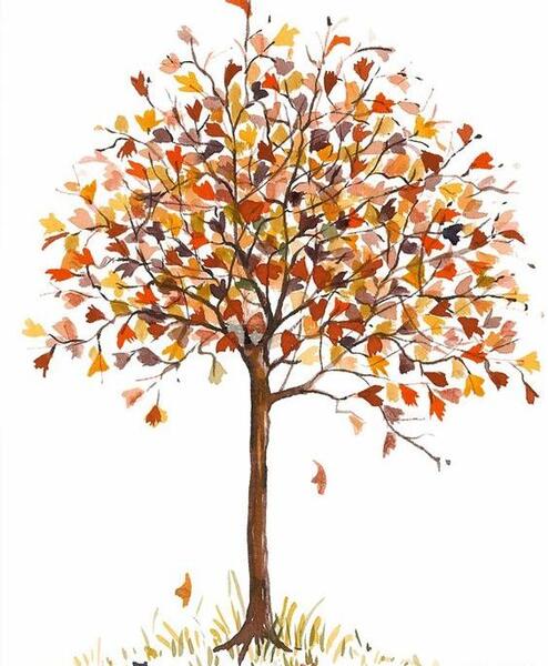 عکس نقاشی درخت پاییزی