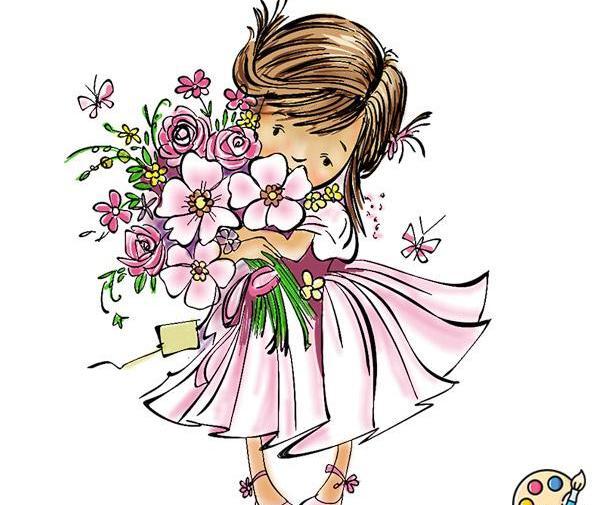 عکس نقاشی دخترانه گل