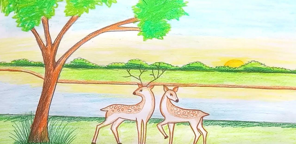 عکس نقاشی طبیعت کودکانه