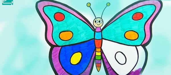 عکس طرح نقاشی کودکانه پروانه