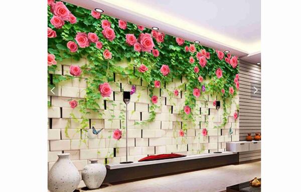 عکس نقاشی گل روی دیوار