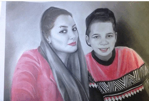 عکس نقاشی سیاه قلم رنگی