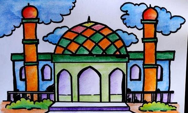 عکس نقاشی کودکانه مسجد